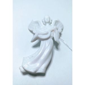 Vintage Plastic Christmas Angel Cherub Ornament with Lute